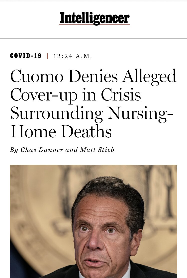 It’s been refreshing to see  @intelligencer come around. Even if the tweet on the left - from a “long conversation” about how Cuomo “has become one of the most trusted American voices on the pandemic” - was from just four months ago.