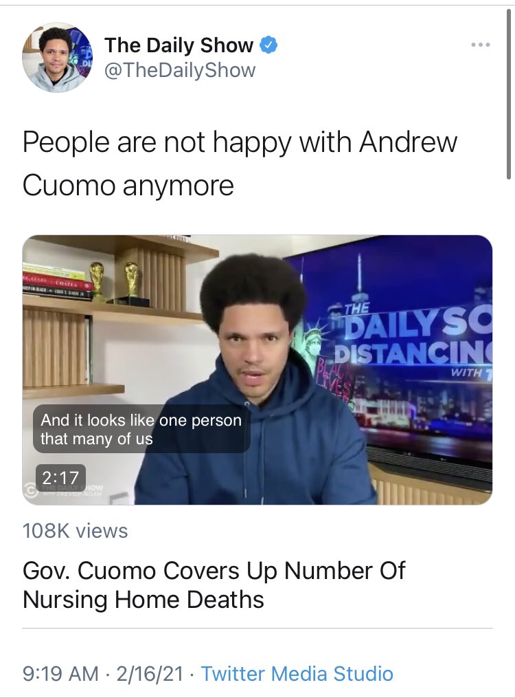 I mean. Cuomo has even lost  @TheDailyShow.