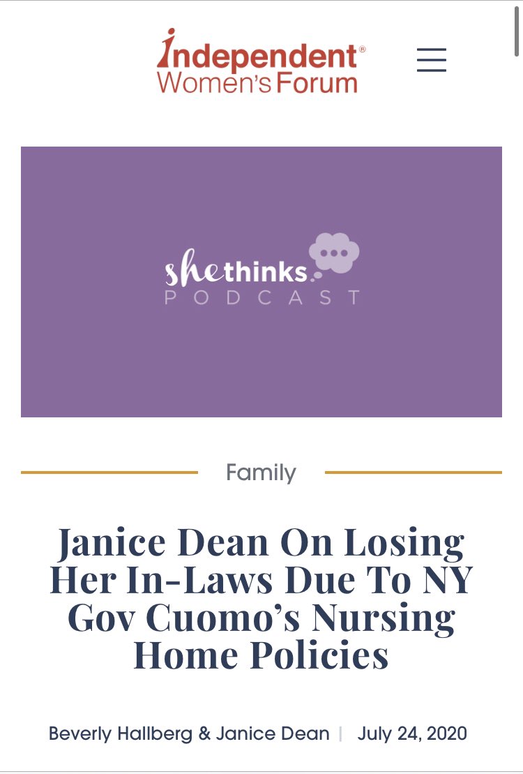 And we can’t forget about the work done by leading conservative voices and outlets - including  @WSJ and the indefatigable  @JaniceDean - who have been holding Cuomo’s feet to the fire all along.