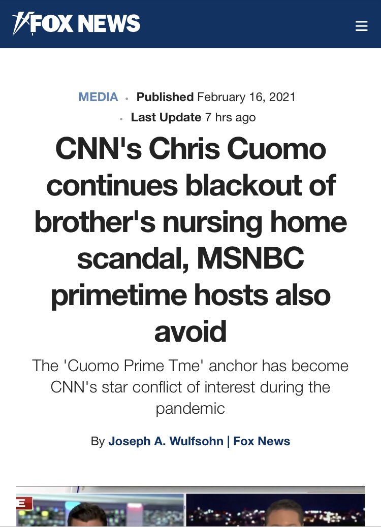 Okay, back to the bad. Not everyone has found the time - at least not yet - to cover  @NYGovCuomo’s fall.Despite constant attention back in the Spring,  @ChrisCuomo has suddenly lost interest in what people have to say about his brother, as  @FoxNews &  @JosephWulfsohn report.