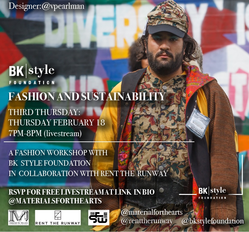 Join &amp; RSVP @materialforthearts <a href="/nyculture/">NYC Cultural Affairs</a>
 &amp;  @bkstylefoundation on Thu 2/18 @ 7pm for a live, online sustainable fashion show and workshop. 
<a href="/renttherunway/">Rent the Runway</a> is transforming the way we get dressed via rental &amp; subscription  designs by @bridgettartise  
<a href="/vpearlman/">Victoria pearlman</a> &amp; <a href="/tyronechablis/">Tyrone Chablis</a>