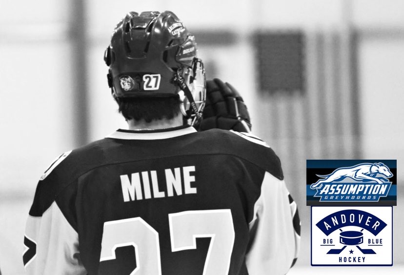 PABoysHockey's tweet photo. Congratulations Thomas Milne ’21 on your commitment to Assumption College   #AndoverAthlete   @AndoverAthlete @NZPrepHockey @USHRhockey @phillipsacademy https://t.co/SrJNPf4i7z