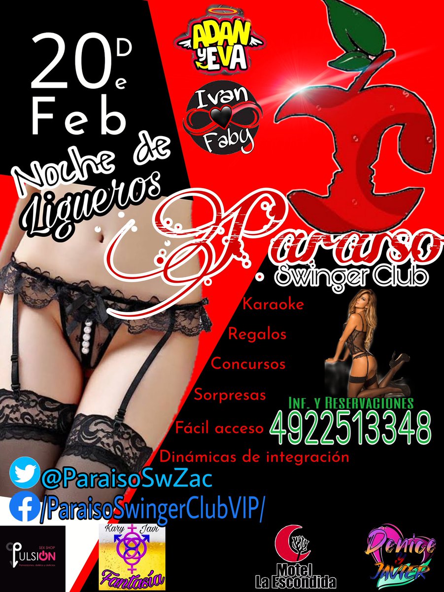 ParaisoSwZac's tweet photo. Los espersmos este próximo sabado en...
#ParaisoVIP
#SwingerClub
#NocheDeLigueros
Ven y conoce Parejas 💯% reales
Atención personalizada
Informes y reservaciones por whatsapp al 4922513348
#AdanYEvaSw
#IvanYFabySw https://t.co/7F4Ed4oGm3