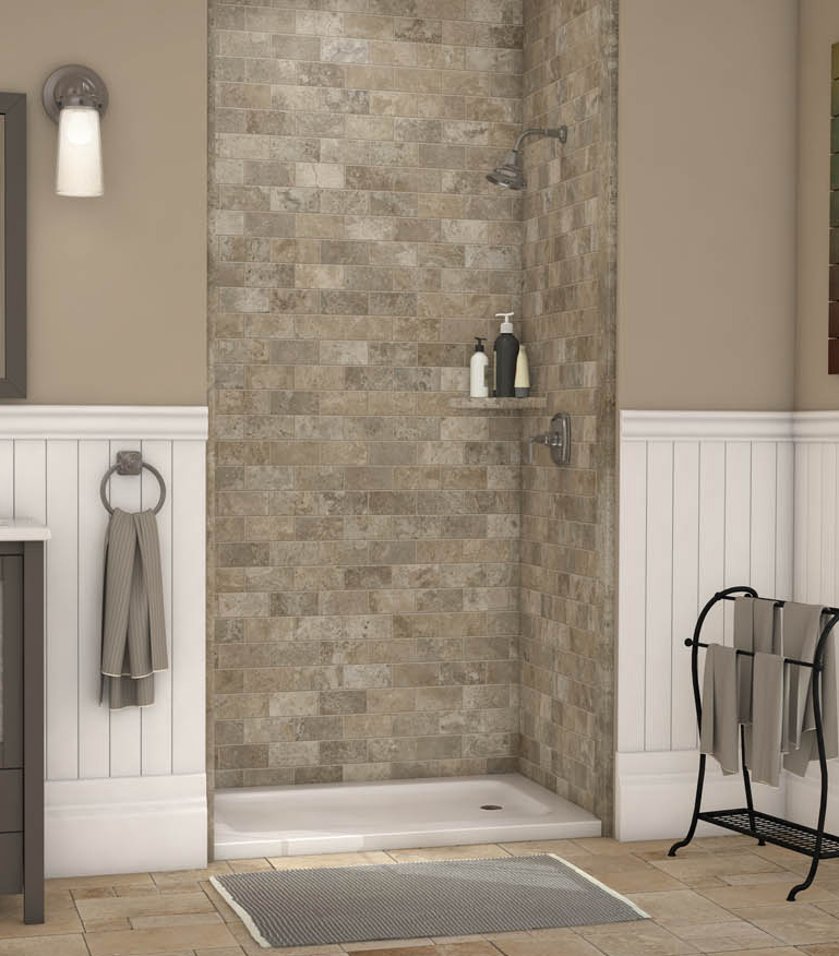 AHRBathrooms's tweet photo. Would you believe us if we said this wasn't tile?...
It's actually SimTile - wall panels that achieve the designer look of real tile, without the hassle of grout line maintenance. 

#socalliving #socalhomes #californiahomes #SoCal #bathremodel #simtile https://t.co/binejeEz07