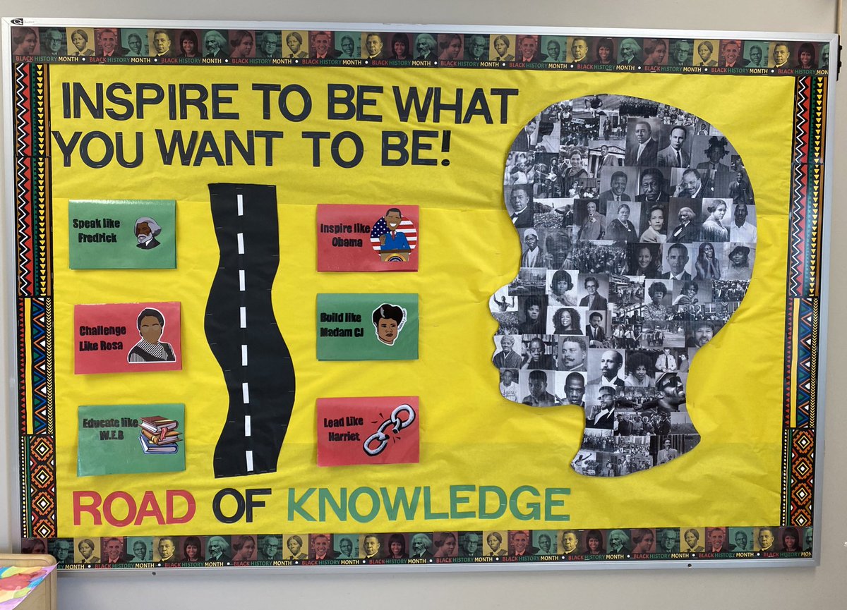 Baby_wolftyla's tweet photo. Happy Black History Month! 
❤️💛💚🖤 ❤️💛💚🖤❤️💛💚🖤

This month I decided to make my classroom bulletin board interactive so that my kids could have the opportunity to learn about names I’m sure they never heard because their history books are white washed and watered down. https://t.co/uCLFSst5PU