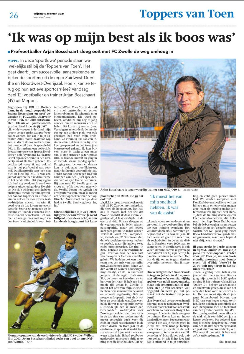 MSCMeppel's tweet photo. Mooi nieuws! Ook in het nieuwe seizoen wordt het vlaggenschip van onze jeugdafdeling, de MSC JO19-1, getraind door oud-prof Arjan Bosschaart. En ook zijn assistent Harry v.d Berg plakt er nog een jaar bij aan! #continuiteit #ontwikkeling #jeugd #plezier #presteren #toekomst https://t.co/DM5Zkc4X0U