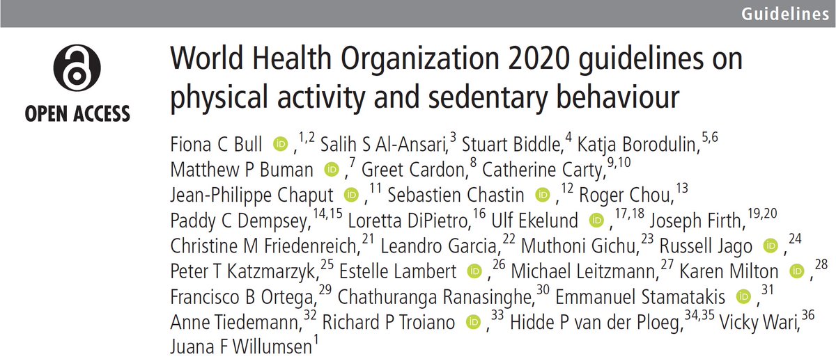 BJSM_BMJ's tweet photo. Are the latest global #PhysicalActivity guidelines at the tip of your tongue?

If not, make sure you've scanned the 2020 WHO Guidelines! Sitting pretty near the top of the #MostRead #BJSM articles of 2020!

@M_Stamatakis @fiona_bull

https://t.co/paHWpTpuix https://t.co/xs4Y1Nmgll