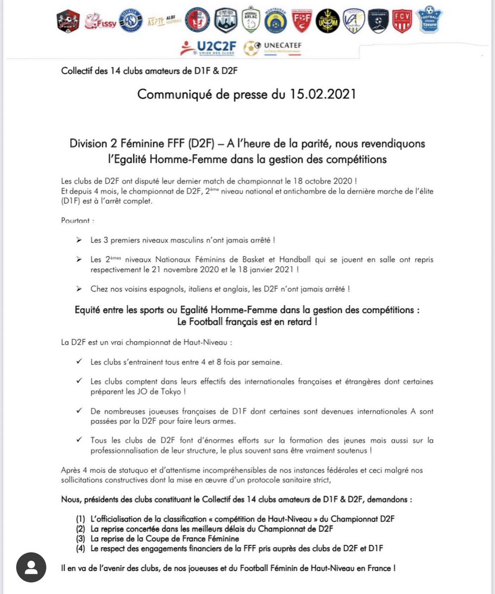 coeursdefoot's tweet photo. #D2 Le communiqué de presse des 14 clubs « amateurs » de D1 et D2 pour la reprise du championnat de deuxième division ! https://t.co/jO3keua28P
