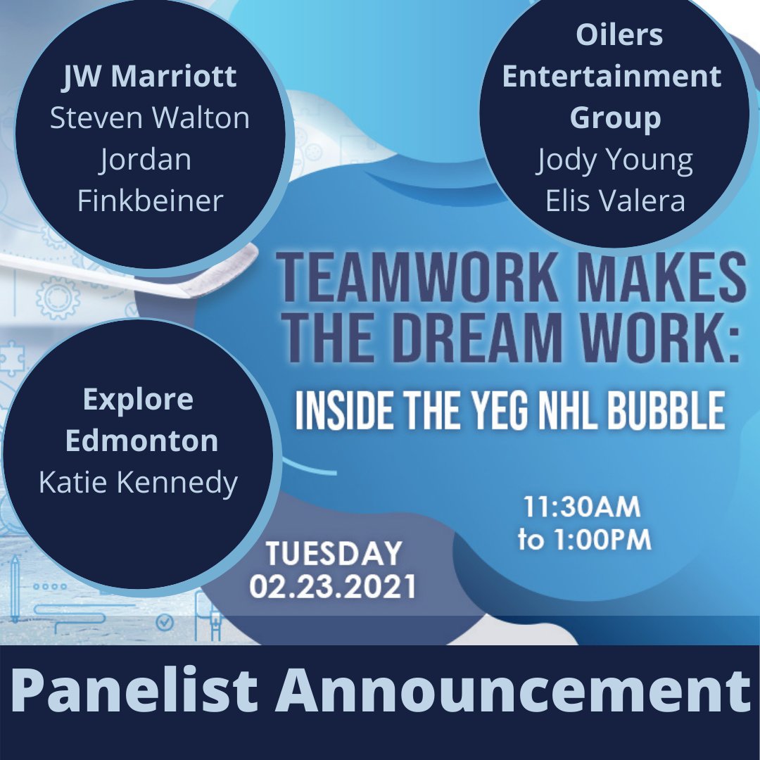 Don't miss our exclusive Teamwork Makes the Dream Work event on Feb. 23. Our panelists are going to talk all about the YEG NHL Bubble and how they made it happen.  

Register at ow.ly/poAL50DygQu

#mpi #edmontonoilers #jwmarriottedm #exploreedmonton #eventprofs #mpigec