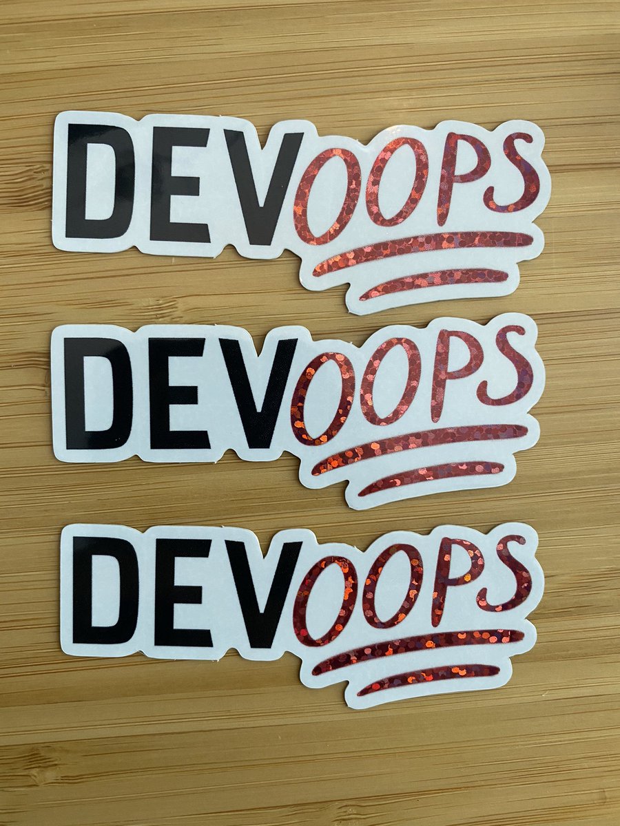zahnster's tweet image. Yesssss, the #DevOops stickers have arrived and they are gorgeous.