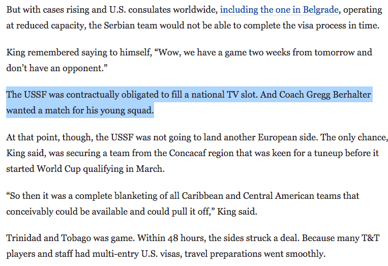 This is told as if it's an impressive feat of decisive action, instead of as a horrifying decision to put people at risk for the sake of a national TV slot.