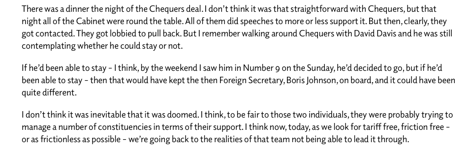 Julian Smith, walking around Chequers that evening, felt it was touch and go whether the Brexit Secretary would resign. So, a failure of persuasion and arm-twisting?  https://ukandeu.ac.uk/brexit-witness-archive/julian-smith/