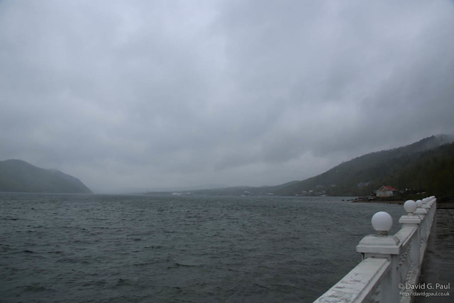 It was still raining when we reached Lake Baikal after that, and the small town of Listvyanka. The wind and rain made it difficult to photograph the lake sadly.