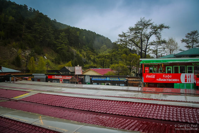This was our lunch stop - over the road was a covered market where they sold a fish called omul. There was also a nearby church we looked around