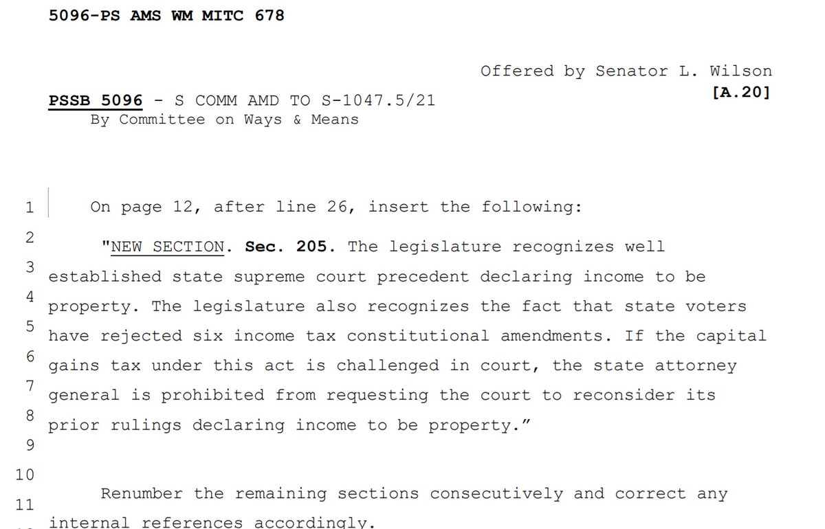 Some of my favorite amendments: "Prohibits the state attorney general from requesting the court to reconsider its prior rulings declaring income to beproperty."  https://app.leg.wa.gov/committeeschedules/Home/Document/229412#toolbar=0&navpanes=0  #waleg