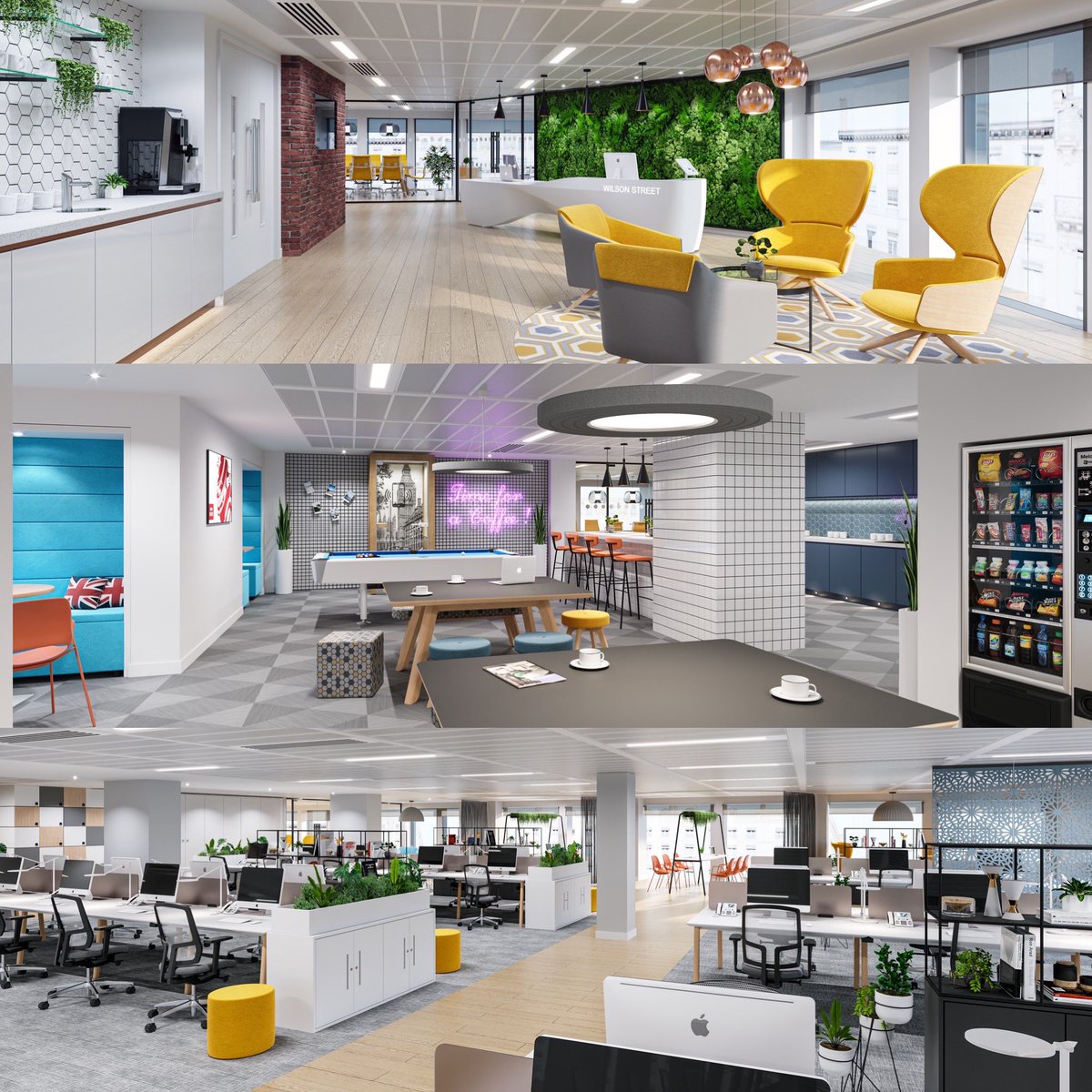 The team have been busy creating some vibrant and welcoming environments for our clients, in readiness for their staff to return to the office. #interiordesign #workplace #officedesign #backtotheoffice #3Dvisuals