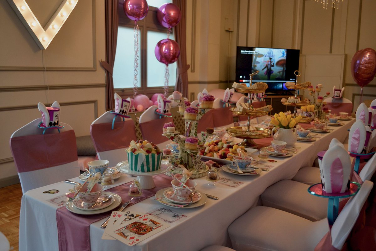 NewHallDennett's tweet photo. The girls were transported to Wonderland this evening with our magical Mad Hatter's afternoon tea party #aliceinwonderland #iloveboarding #wearenewhall https://t.co/Oybxqloa5y