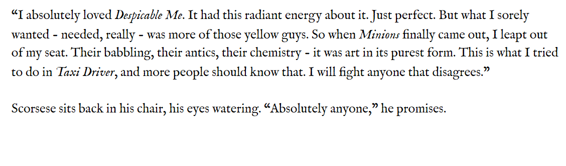 Damn, Scorsese really is the king