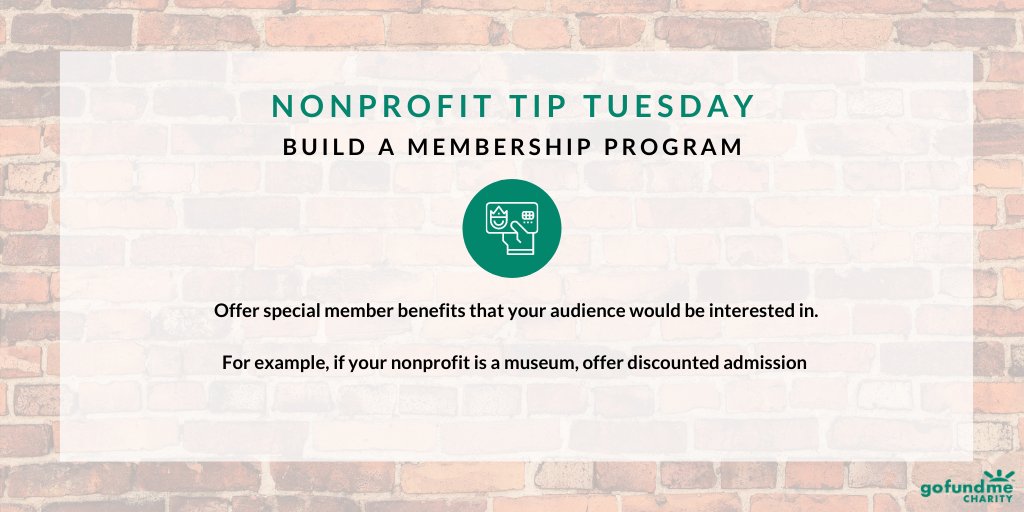 Consider launching a membership program for your nonprofit. Offer member-only incentives to increase engagement and raise more money for your cause #NonProfitTipTuesday