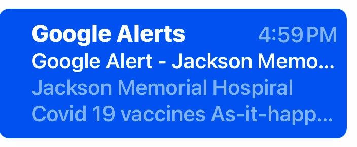 In my search to get the COVID-19 vaccine, I signed up to get Twitter and email notifications from Miami Dade County, public and private hospitals and every possible source of the vaccine. I was persistent and got lucky! Got both doses of Moderna vaccine and had no bad reaction!