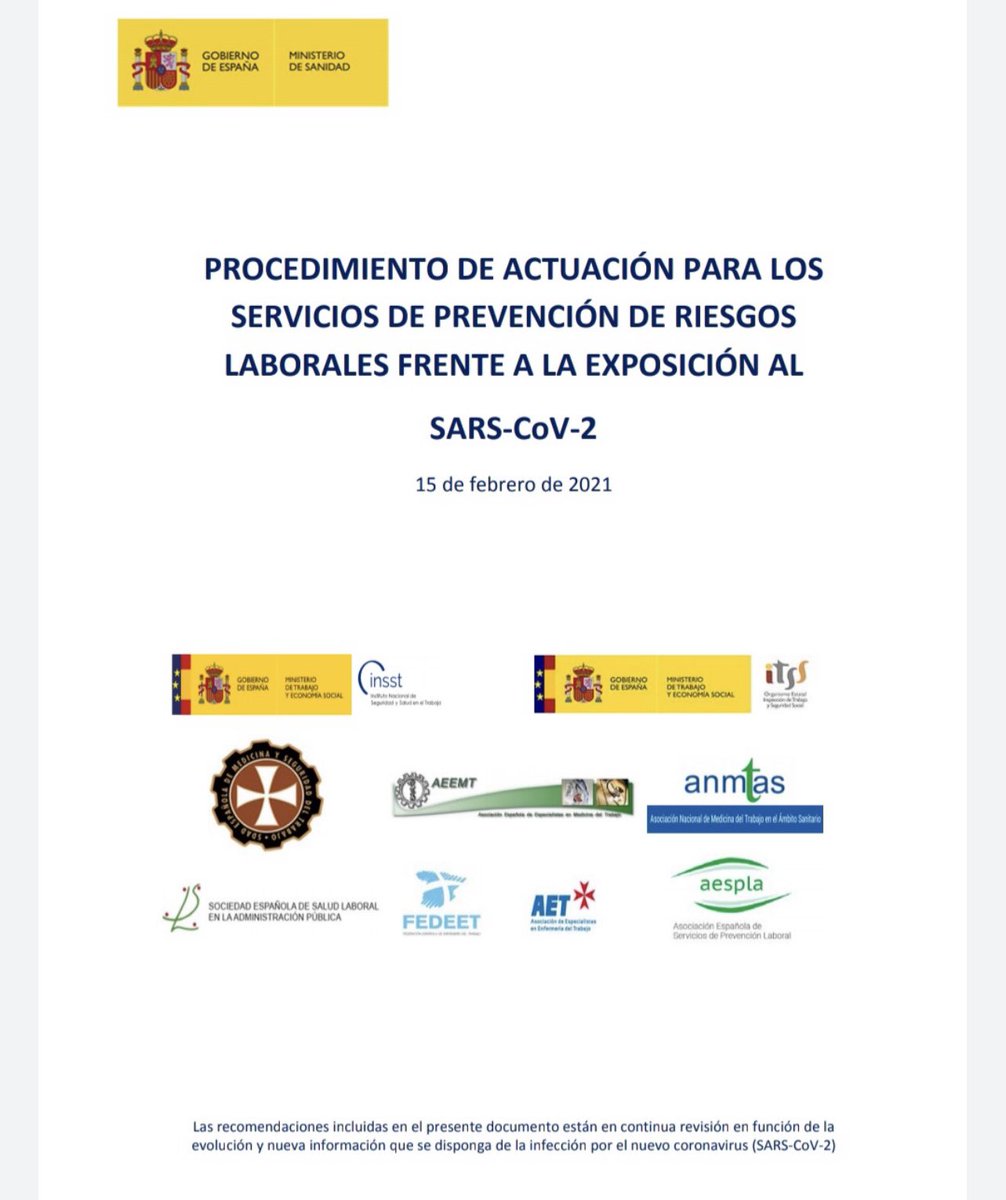 instrabajoyss's tweet photo. ⏰ACTUALIZACIÓN a 15 de febrero de 2021: 

📚Procedimiento de actuación para los Servicios se Prevencion de riesgos laborales frente a la exposición frente al #COVID19 elaborado por @sanidadgob 

⬇️

https://t.co/SI0t2UDXL0

@AQHT_TVE @empleogob @INSST_MITES_GOB #itss #fol https://t.co/PiOxDs3nsa