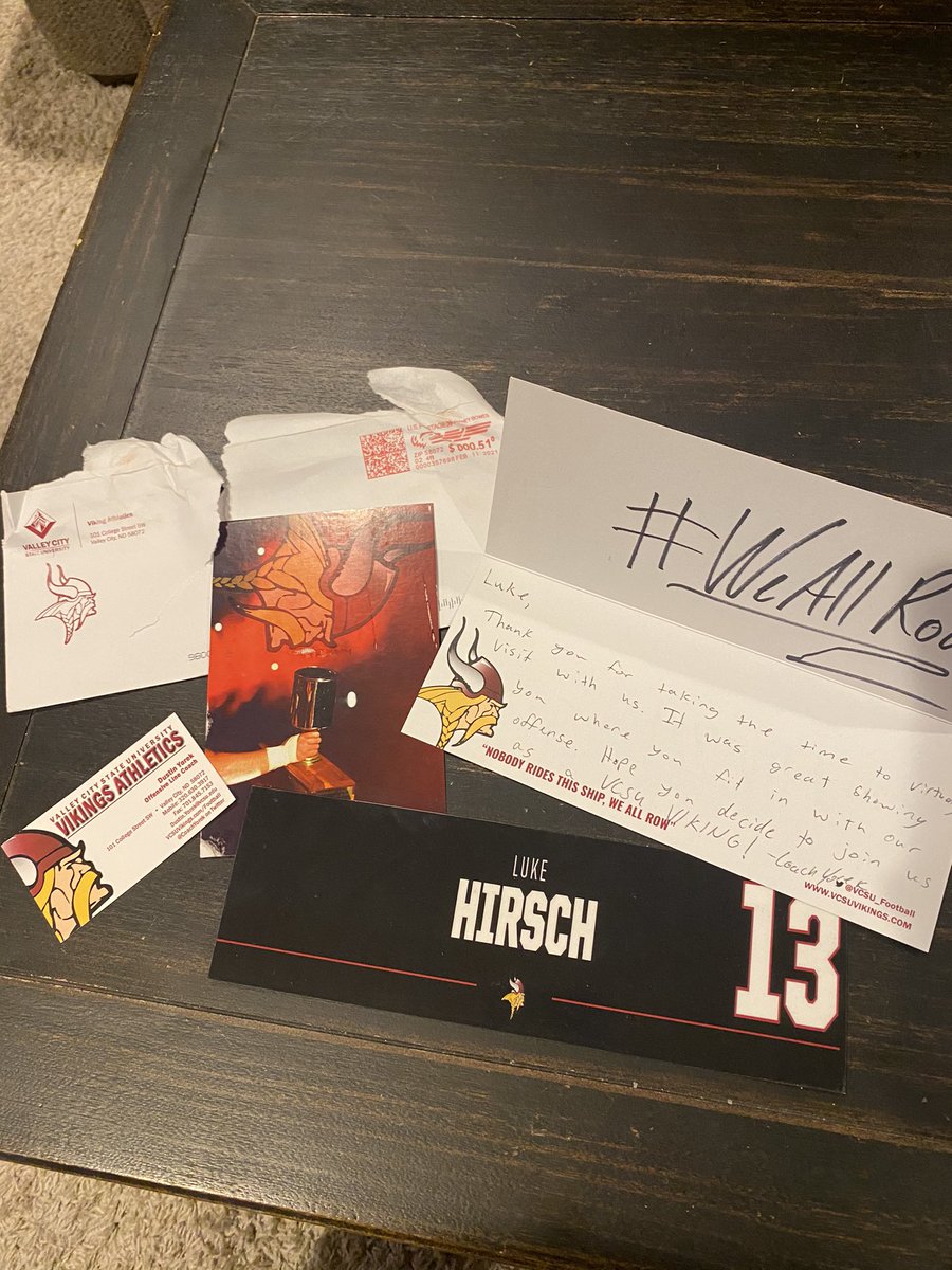 Luke Hirsch (@lukehirsch1) on Twitter photo Thank you <a href="/CoachYorek/">Dustin Yorek</a> and <a href="/TheCoachBouma/">Brandon Bouma</a> for taking the time to write and send these letters! #weallrow <a href="/VCSU_Football/">VCSU Football</a> Thank you <a href="/CoachYorek/">Dustin Yorek</a> and <a href="/TheCoachBouma/">Brandon Bouma</a> for taking the time to write and send these letters! #weallrow <a href="/VCSU_Football/">VCSU Football</a>