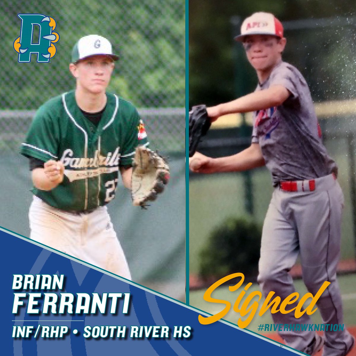 RHP/INF Brian Ferranti from South River HS will be a Riverhawk in the fall. Athletic and versatile player that is going to help the program a ton!

<a href="/SRseahawksBSBL/">South River HS Baseball</a> <a href="/AACCAthletics/">AACC Athletics</a> <a href="/AnneArundelCC/">Anne Arundel Community College</a> 

#RiverhawkNation #jointhesquad
