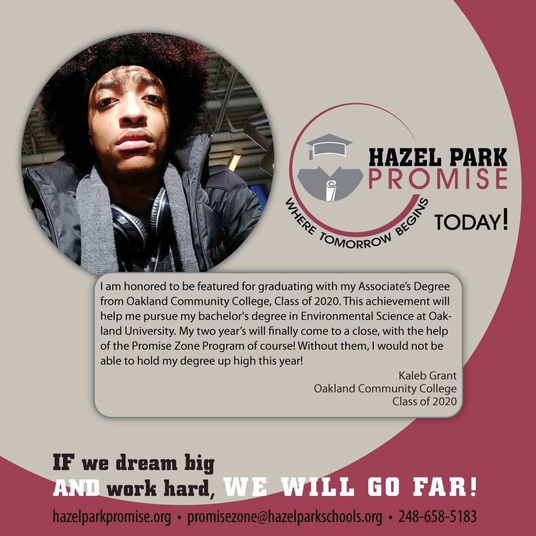A huge shout-out and thank you to @BallmerGroup because of their generosity and support; stories like this are possible. Our Promise Scholar, Kaleb Grant, received his Associate's Degree, Dec 2020.  #GradNation #CollegePromise