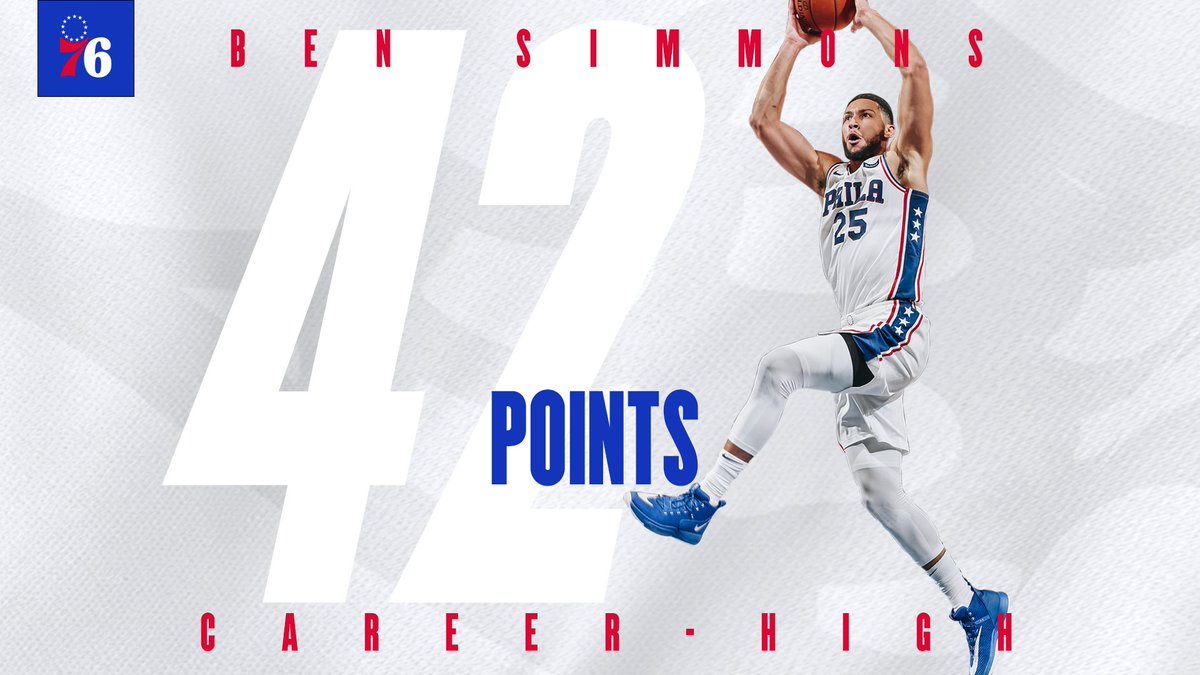 sixers's tweet photo. Last night was a career-high kind of night for @BenSimmons25. 

#HereTheyCome https://t.co/q1EWAw4DbH