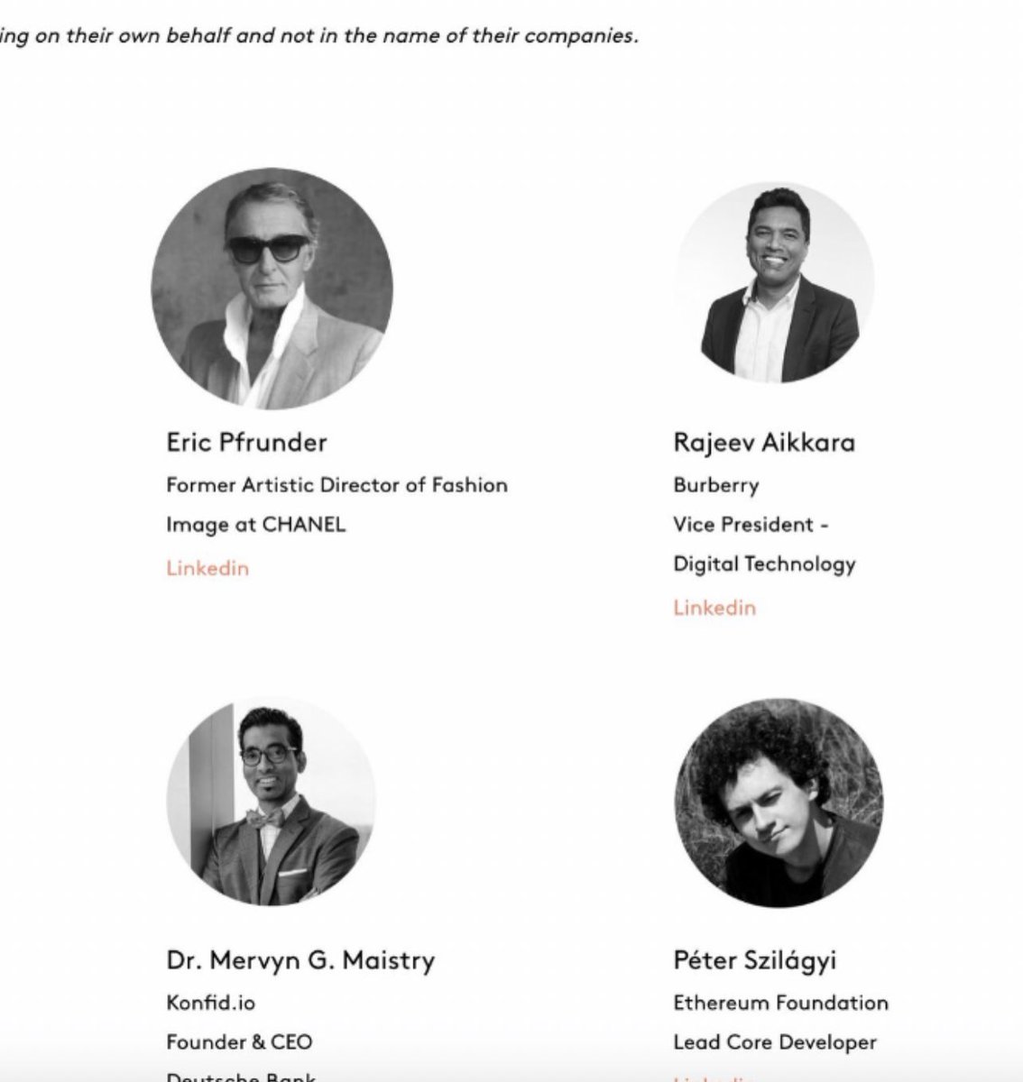 10} The advisory board is made up of individuals from Giants such as Nikes VP of Digital Daniel Heaf & Chanel’s President of Europe Dr. Hauptkorn along with individuals from Burberry , Deutsche Bank , and Instagram.