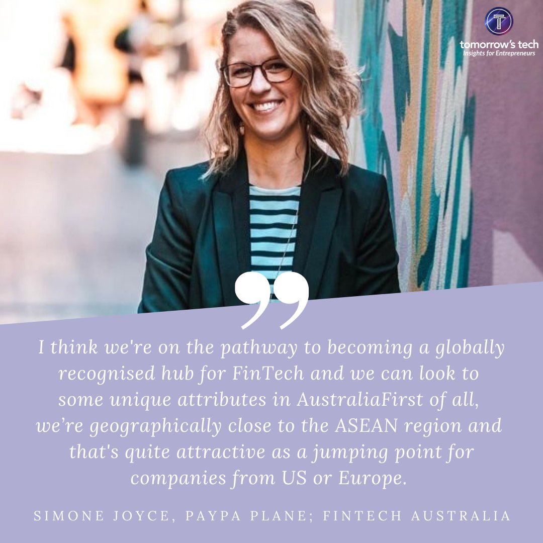 Tomorrow’s Tech (@tomorrowstechau) on Twitter photo “Since its introduction, the rise of FinTech is unstoppable”
Watch the full episode with Simone Joyce, co-founder of Paypa Plane and Chair of <a href="/ausfintech/">FinTech Australia</a>, as she shares her industry insights and tips for your entrepreneurial journey.
Watch here: bit.ly/37juN4i “Since its introduction, the rise of FinTech is unstoppable”
Watch the full episode with Simone Joyce, co-founder of Paypa Plane and Chair of <a href="/ausfintech/">FinTech Australia</a>, as she shares her industry insights and tips for your entrepreneurial journey.
Watch here: bit.ly/37juN4i
