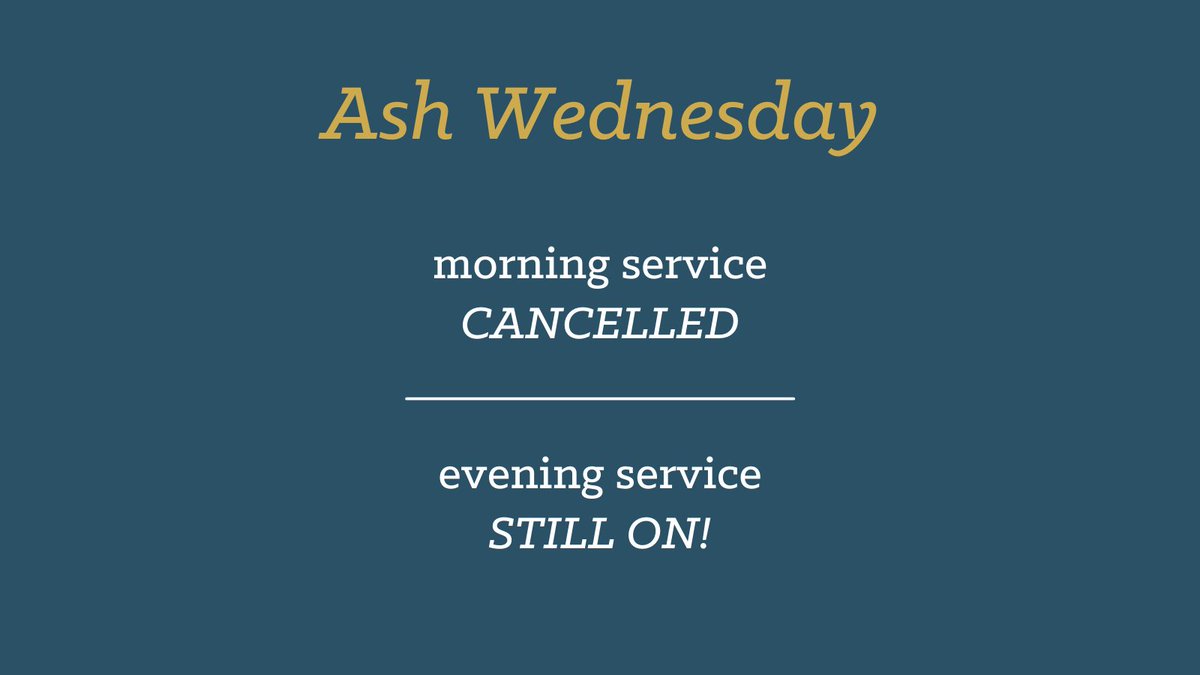 We have decided to cancel our Ash Wednesday morning service, but our evening service is still on. Join us tomorrow night at 6:30 pm.  Find all of the details at sojournchurch.com/whatshappening.