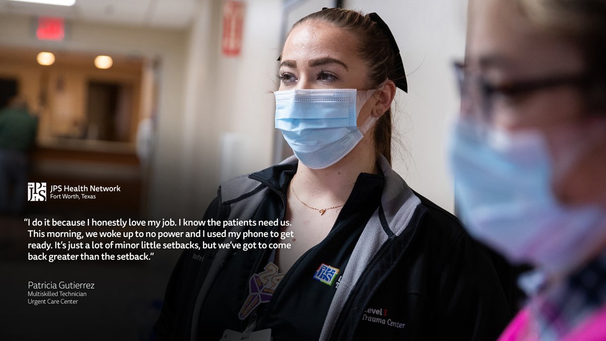 JPS_Health's tweet photo. Dedication and commitment: JPS staff are here at John Peter Smith Hospital caring for the patients who are counting on them. JPS is #AlwaysReady, always here and always open! #WeDontClose #JPSpride https://t.co/xkURcJfSNA