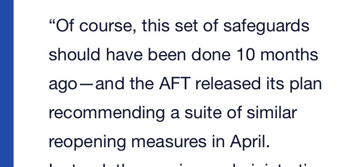 SCHOOL THREAD So, R. Weingarten, President of the AFT and future recipient of TIME’s inaugural Worst Person of the Year award, is out gloating about how the new CDC school “reopening” guidelines are similar to what the AFT proposed in April 2020. Yes…one year ago. 1/20