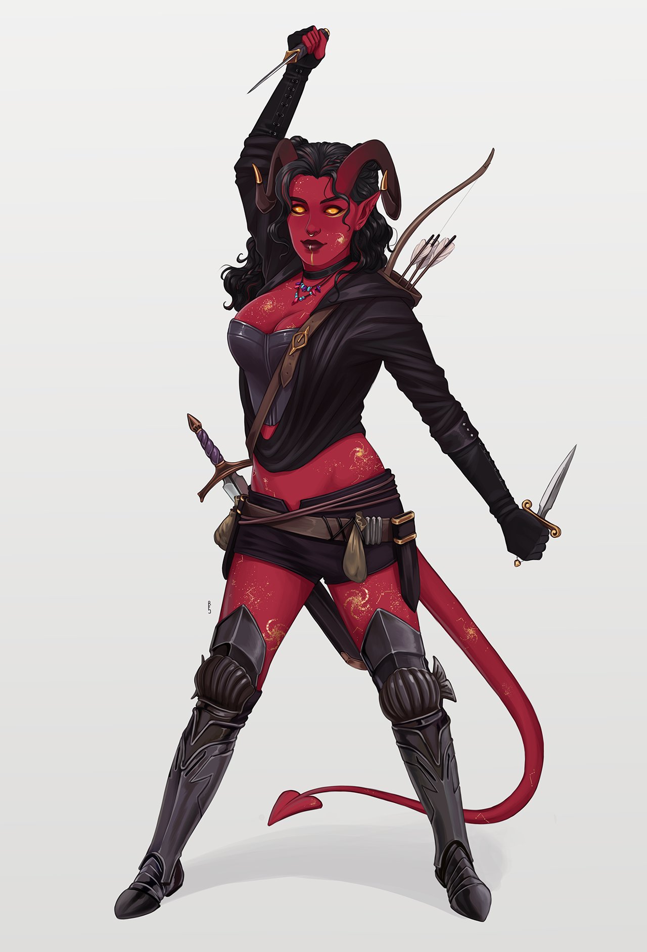 Rachel Denton ✨ on X: "A well armed tiefling rogue for a commissioner -  this was such a fun design to work with! #art #ttrpg #dnd #dnd5e  #dungeonsanddragons https://t.co/Jz0PV640tD" / X
