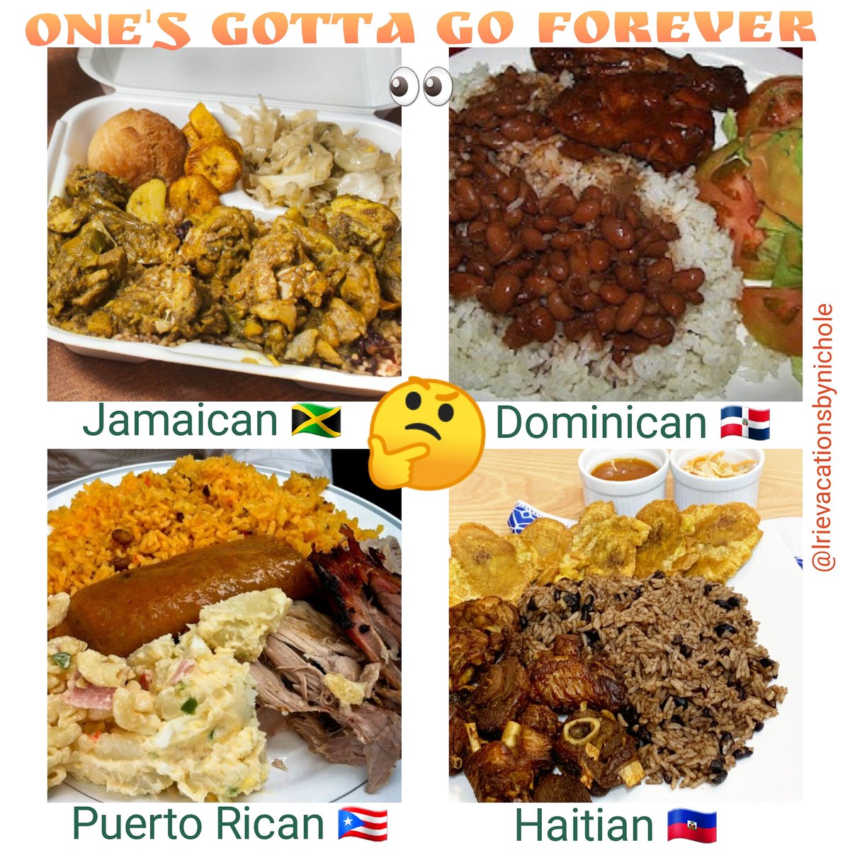 EndlessPalmTrav's tweet photo. Which one's gotta go forever? #whichone #whichonesgottogo #picko #caribbean #caribbeanfood #jamaica #jamaicanfood #dominicanrepublic #dominicanfinest #puertorico #puertoricanfood #haiti #haitianfood #food https://t.co/T3MV2CQ3vE