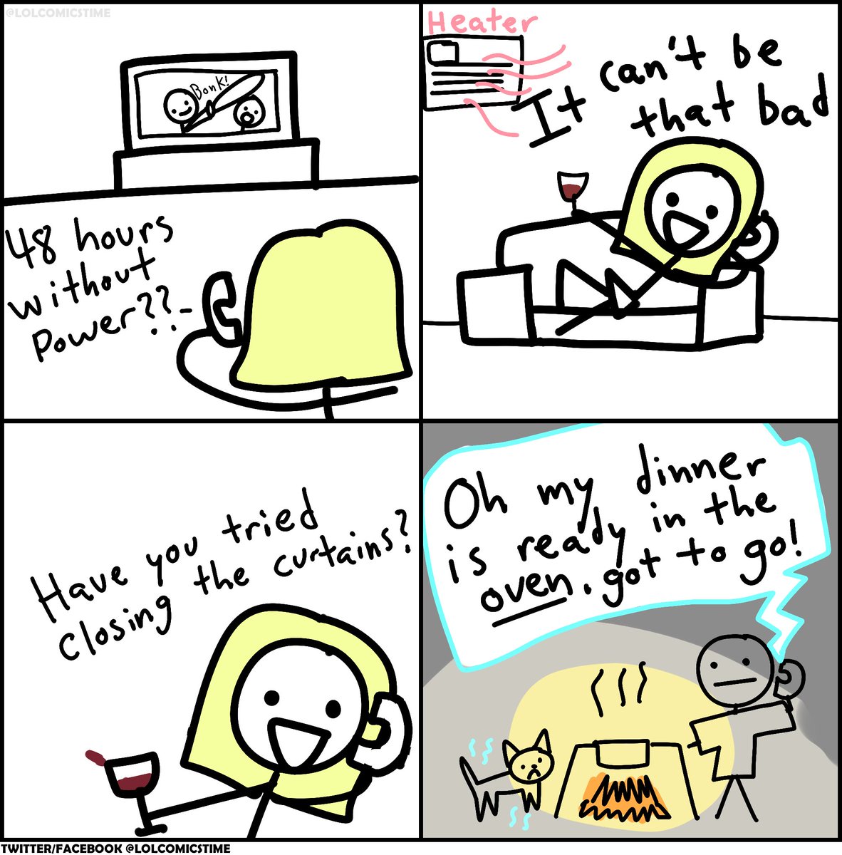 lolcomicstime's tweet photo. 48 hours without power ADVENTURE #lolcomics https://t.co/7kQMtcQQPL