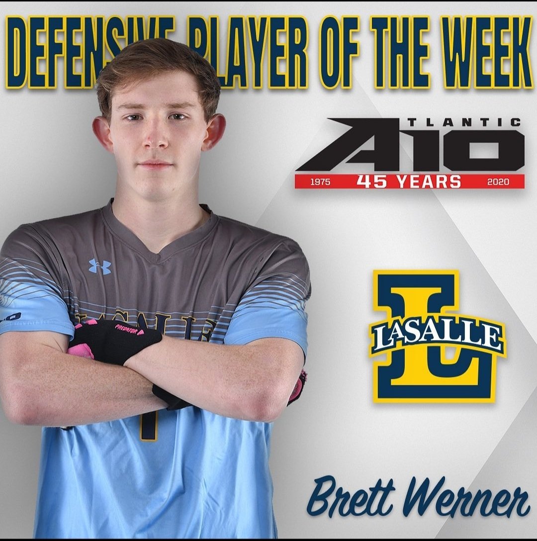 CONGRATS to former #LaSalleSoccer GK Brett Werner on being awarded A10 Defensive Player of the week in LaSalle University's come back win against Nova this past weekend. This was the LaSalle men's soccer programs first win over Nova since 2001!