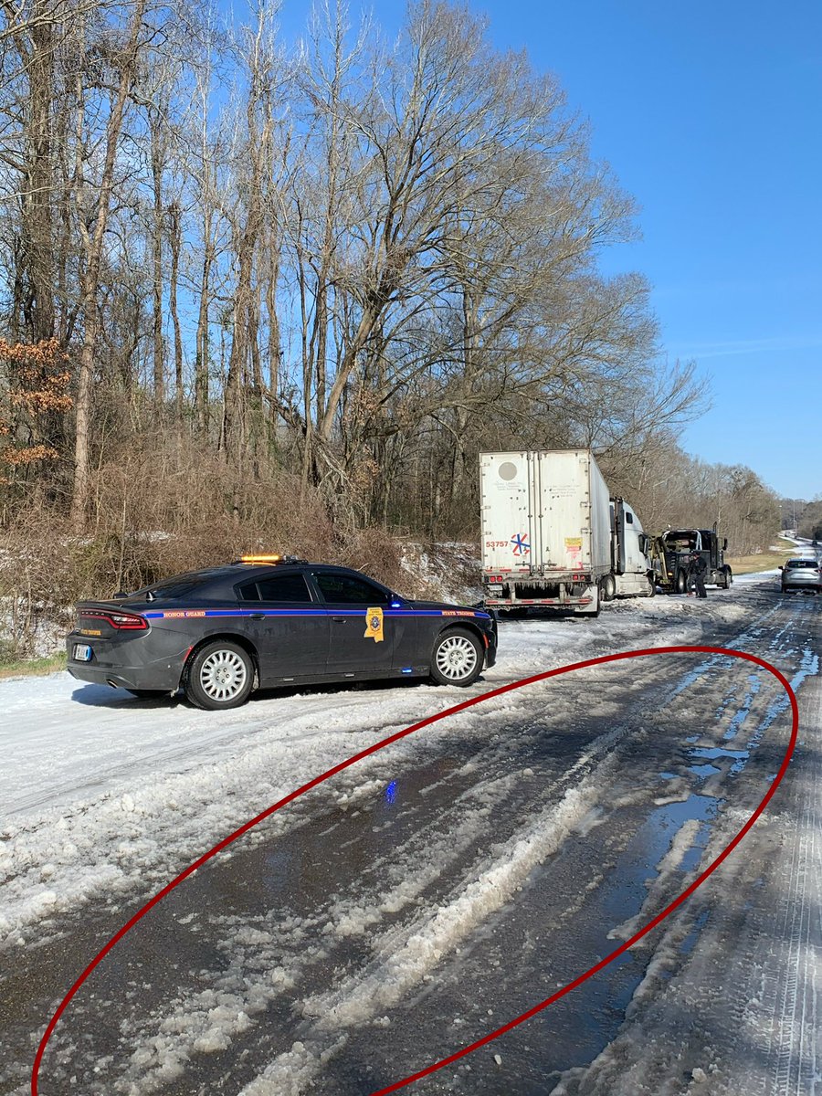 MSHwyPatrol's tweet image. The sun that came out for a while today caused some of the ice across the state to melt slightly but as a result will refreeze into black ice tonight.  Travel is not recommended!
#VeryDangerous #UseCaution  #NoUnnecessaryTravel #WinterStorm2021