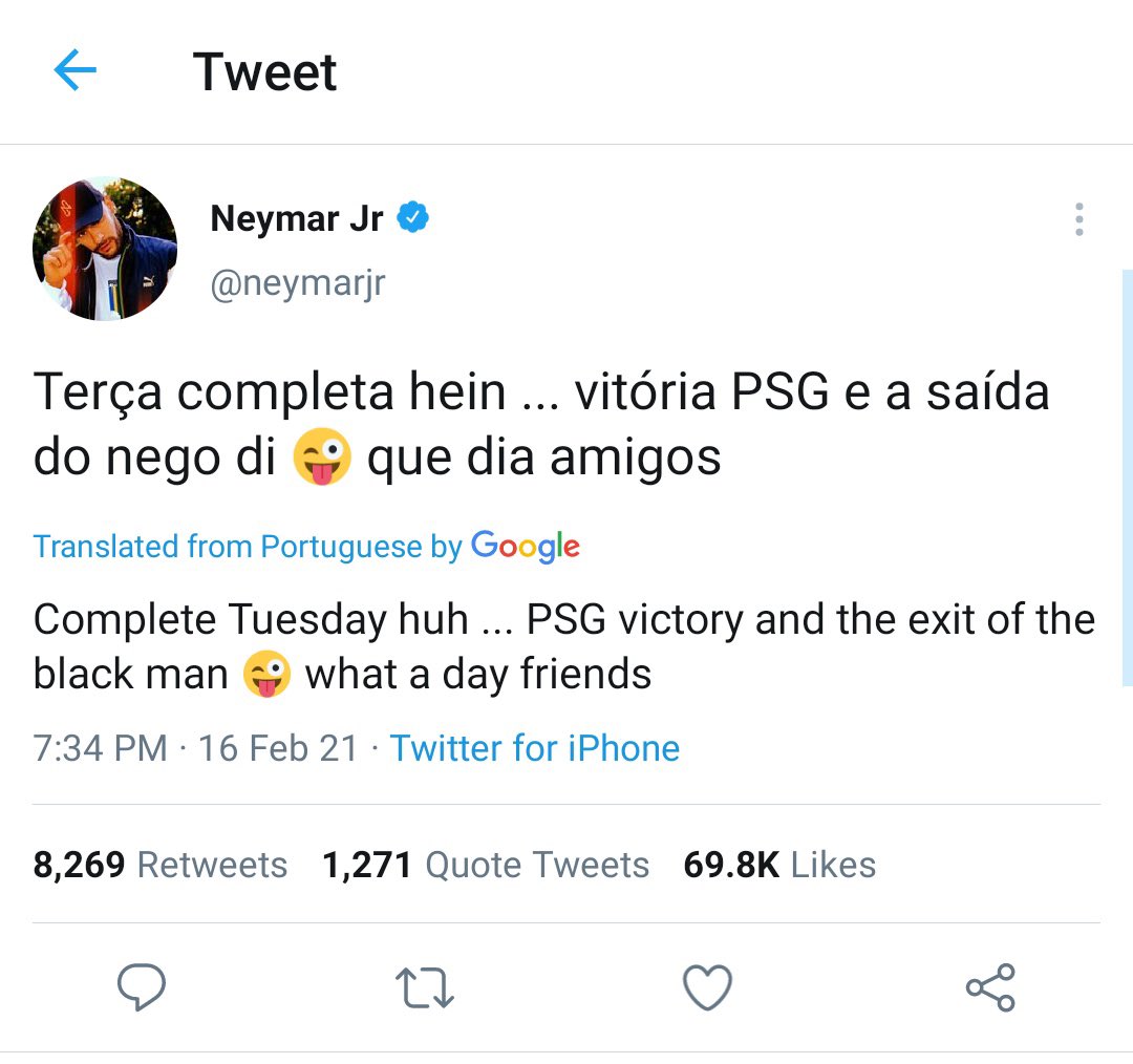 ⚽ on X: Os gringos não estão entendendo nada sobre Neymar falar do Nego  Di. O Google não colaborou na tradução do tweet.  /  X