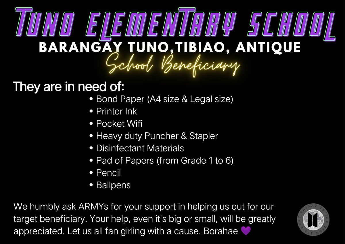 btsarmygalaxy11's tweet image. Hi PH Pearls! Our Sope &quot;School Drive Project&quot; is still ongoing. We&apos;re still in need of the following (see posters)

For monetary donations kindly click the link below: 👇

PayPal:
bit.ly/btsarmygalaxy 
BPI: 
2509185177

Thank you for your kind heart. 💜