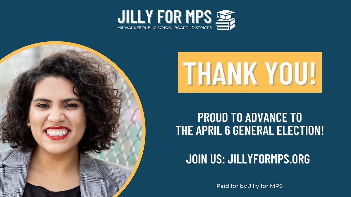jilly4mps's tweet photo. 🎉 Onward to April 6!

From the bottom of my heart, THANK YOU to everyone for making this possible. I am so honored and excited by the results of tonight's Primary Election - now let's get to work for the General! 

Join #TeamJilly and volunteer with us: https://t.co/bcAcRl4xR8 https://t.co/S8XXyOTWY5