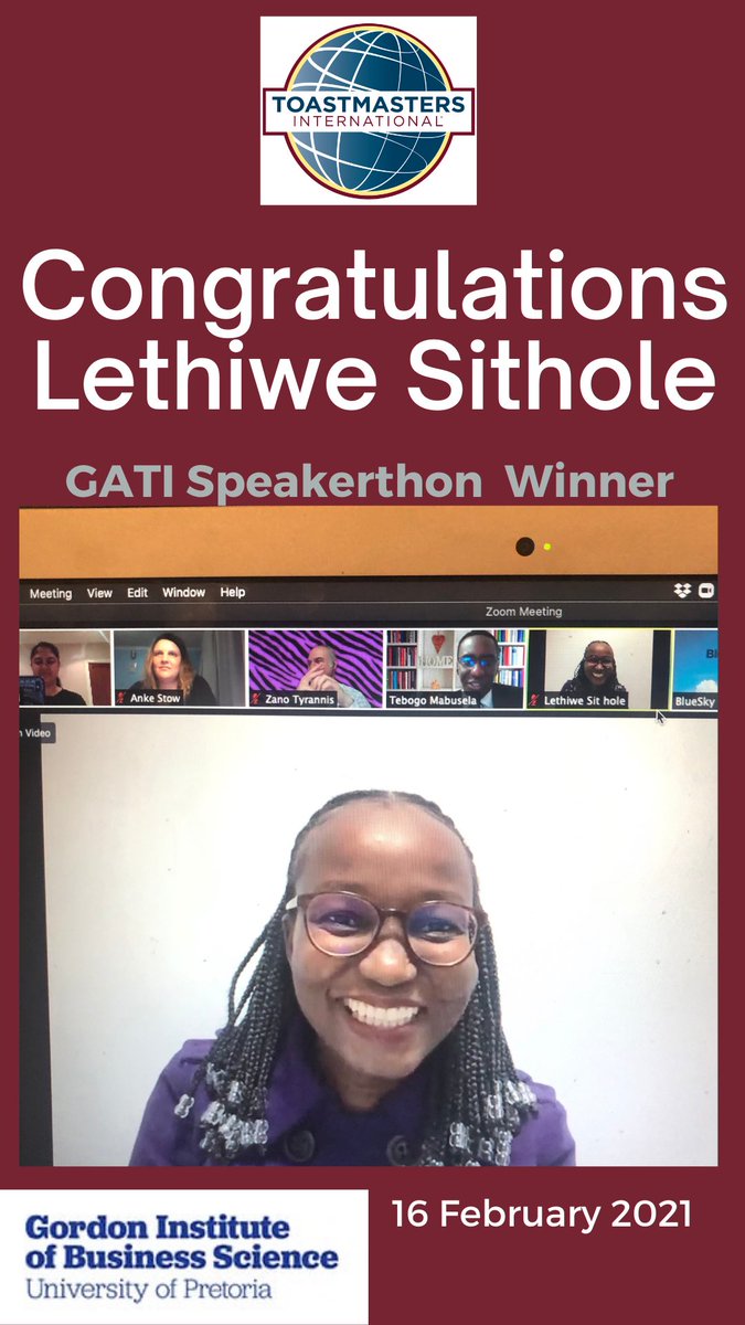 GATI_Club's tweet photo. Well done @LethiweS on your best speaker award. #where leaders are made! https://t.co/q9gA6DYnNy