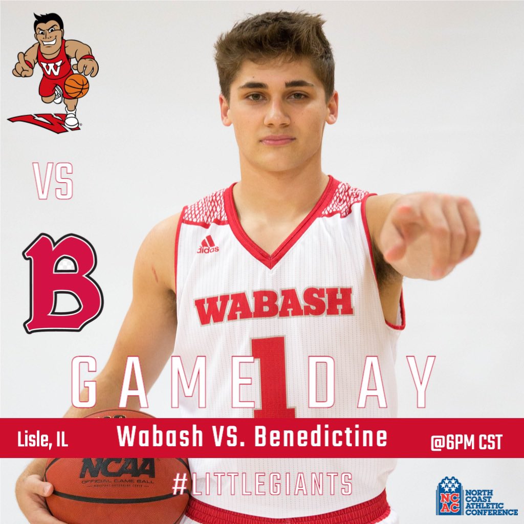 WabashBBall's tweet photo. TIP OFF AT 6PM CST

Your Wabash Little Giants travel to Lisle, IL where they’ll play the Benedictine Eagles. Though fans can’t attend in person, show us your Little Giants spirit from home using #waf #littlegiants #wabashbball 🔴🏀⚪️ https://t.co/S4SOOVHq1L