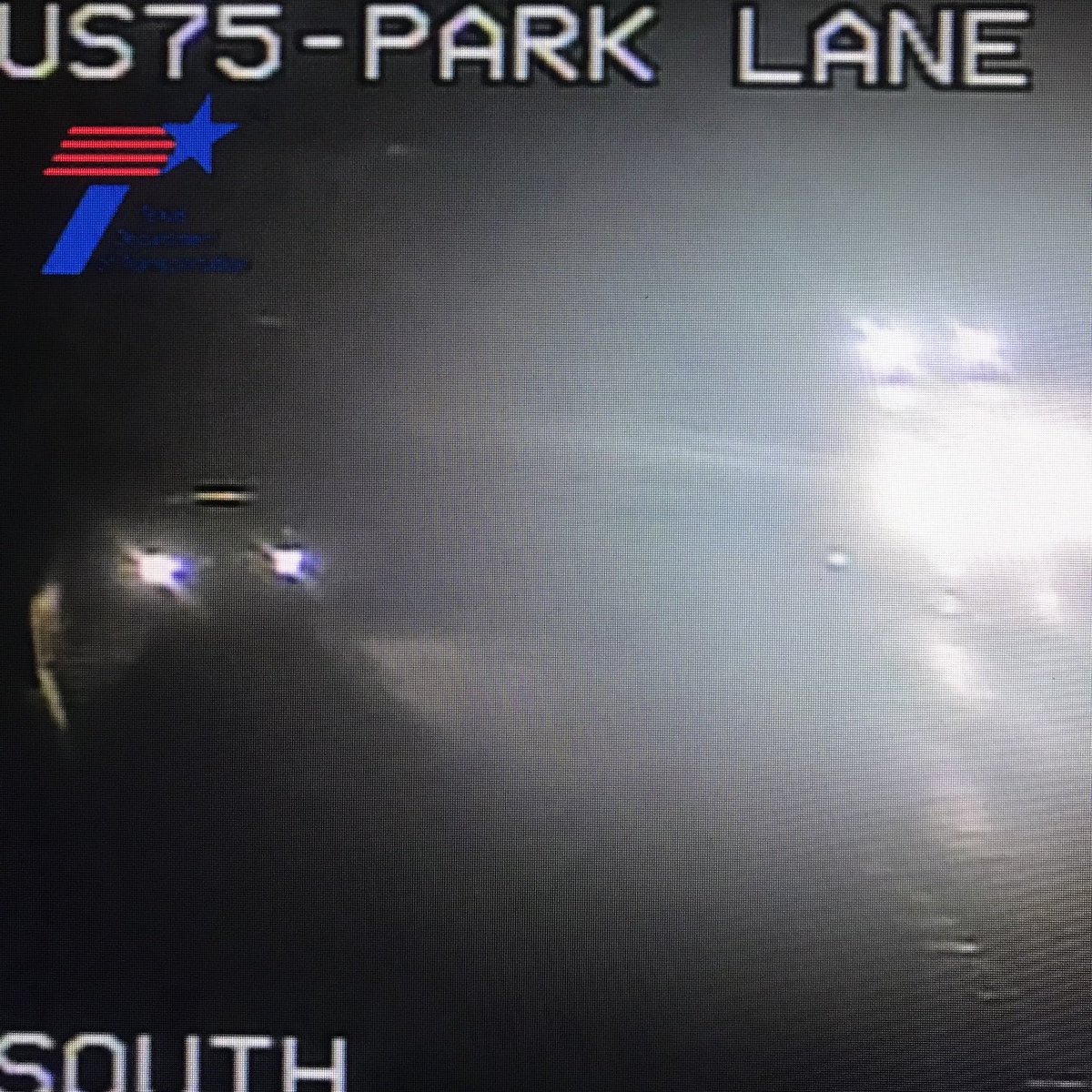 LaurenNevittTV's tweet photo. Please continue to stay off of the roadways if possible, conditions will only get worse. The rolling blackouts are causing long stretches of darkness and low visibility on highways—like this area of 75 in #Dallas 
#wfaaweather #wfaawinter https://t.co/1kZmRv7joz