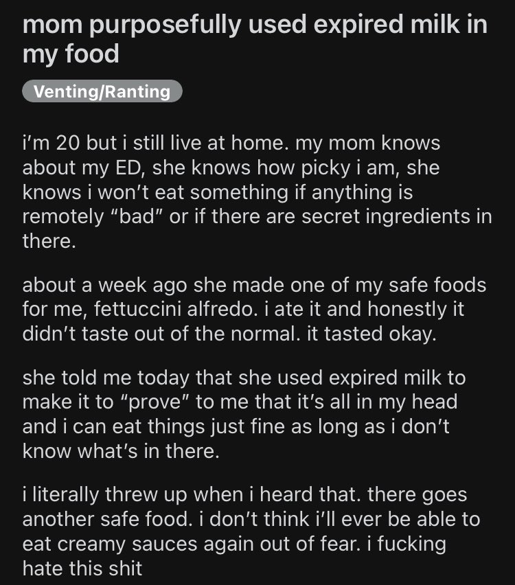 Tw vomitingYour own family may not believe in your ED and is convinced they can fix you.