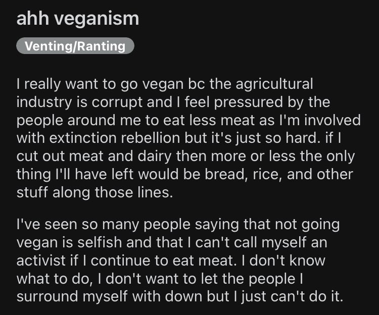 Fuck pushy vegans; ARFID edition