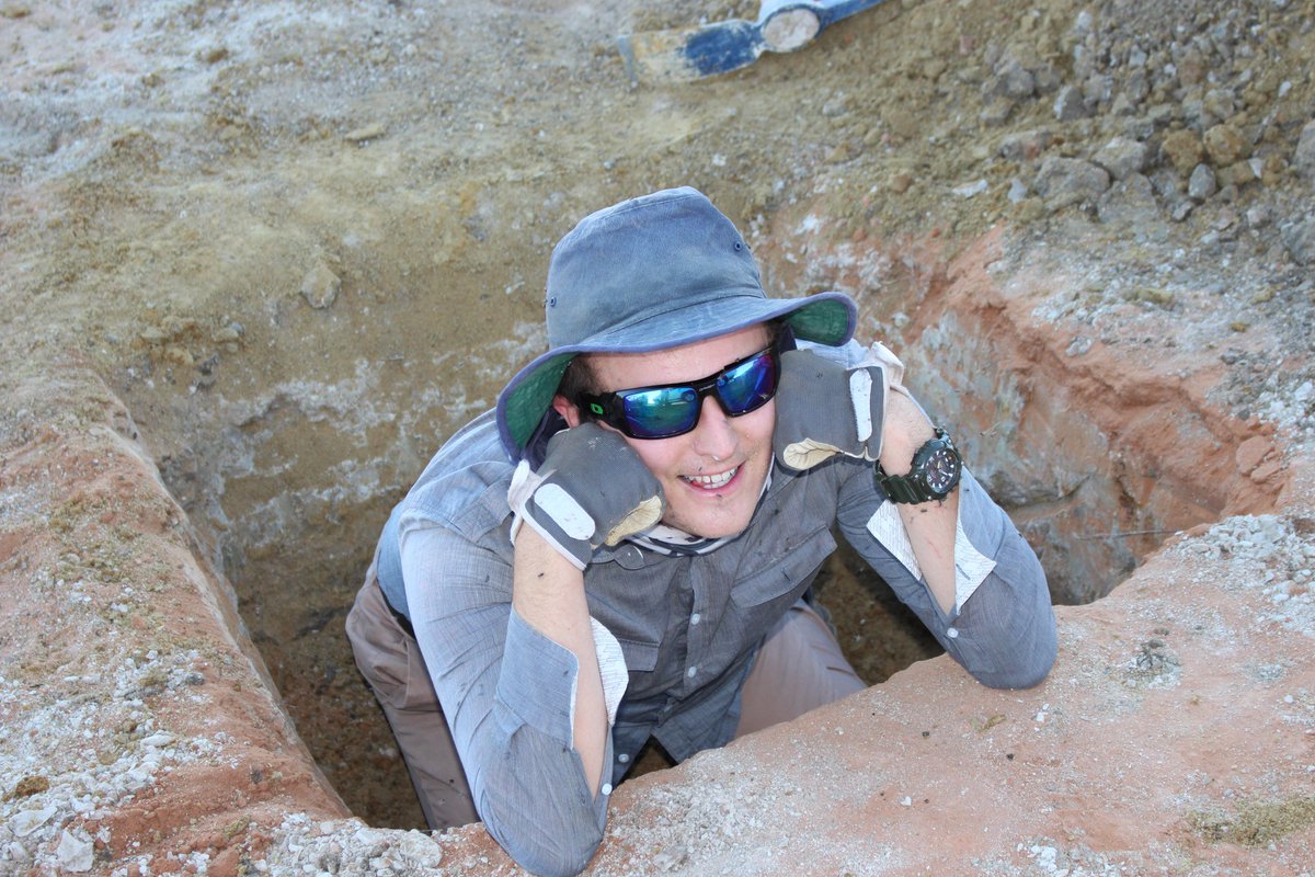 Honours student Nathan Brown started investigating the palaeoenvironment, by digging some impressive trenches in the clay