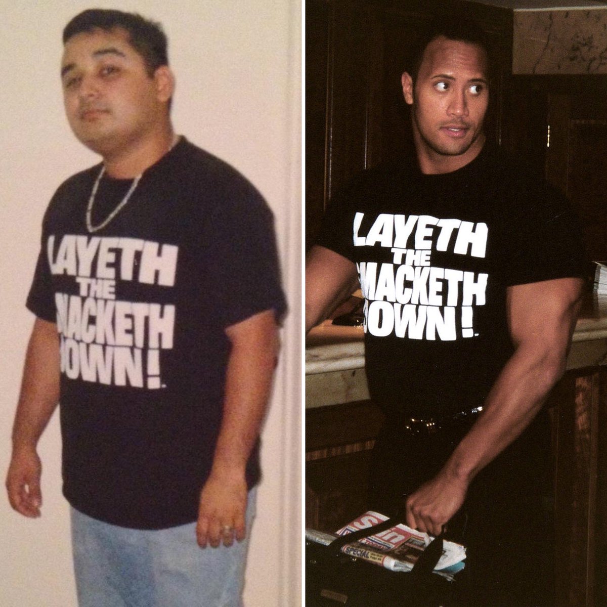 ChuckimusPrime's tweet photo. Of course I watched #YoungRock still a little upset I wasn’t cast as 15 year old @TheRock😂 #RIPWaffle✌🏽 https://t.co/bS0aLo86aq