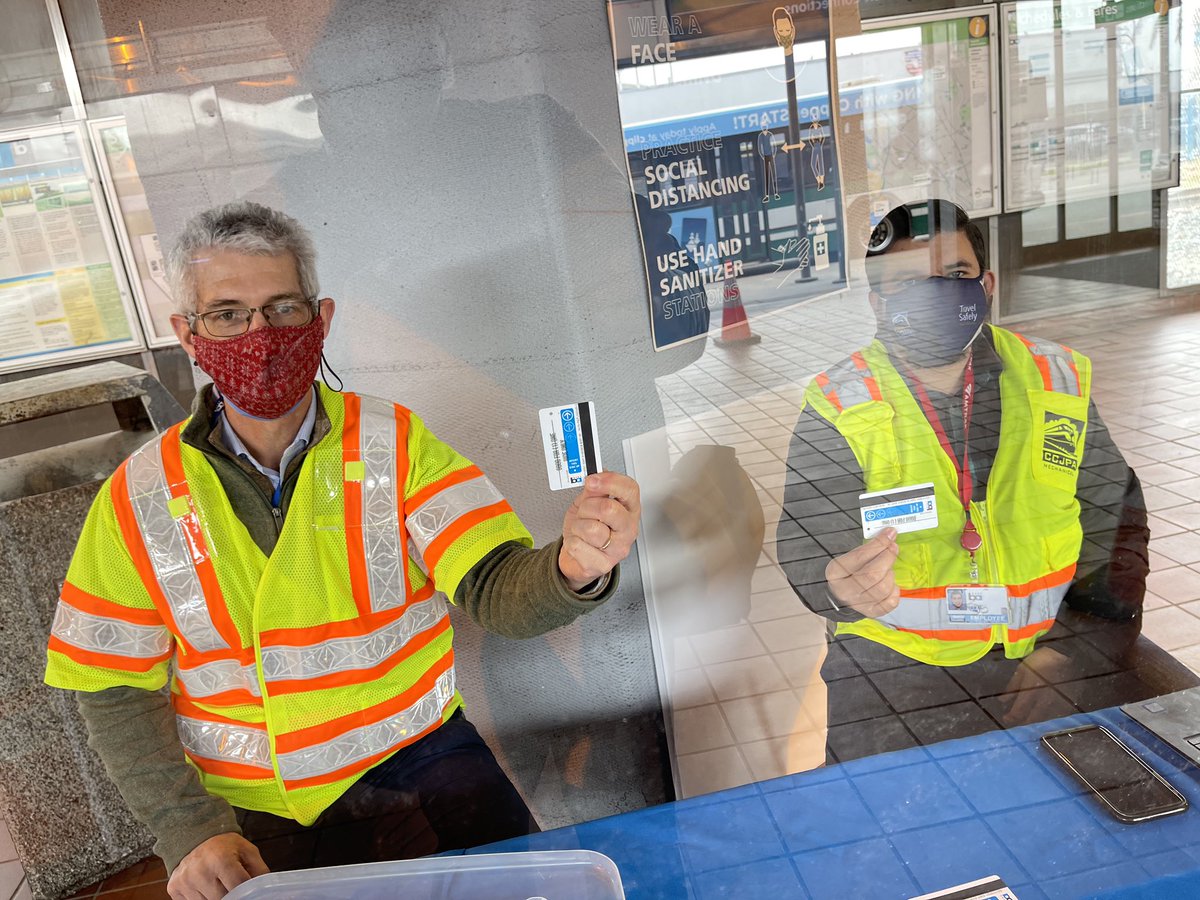 Today, extra BART staff was at Coliseum Station to provide free $7 value tickets back home for those vaccinated at the Coliseum site.Staff, masked and in high-vis vests, gave out the tickets after being shown a vaccination card with a matching date.